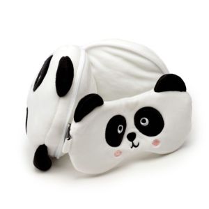 Almohada de Viaje con Antifaz Adoramals Oso Panda