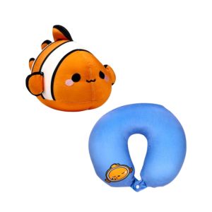 almohada de viaje y peluche 2 en 1 Pez Payaso Adoramals Océano